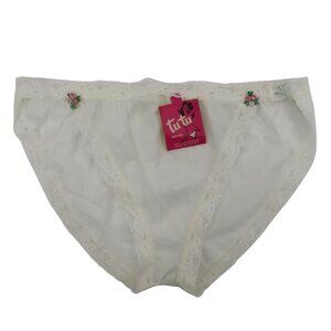 VTG Tutu Bikini Women 7 Panty Solid White Pink Rosette Rose Lace Trim 1950s NEW